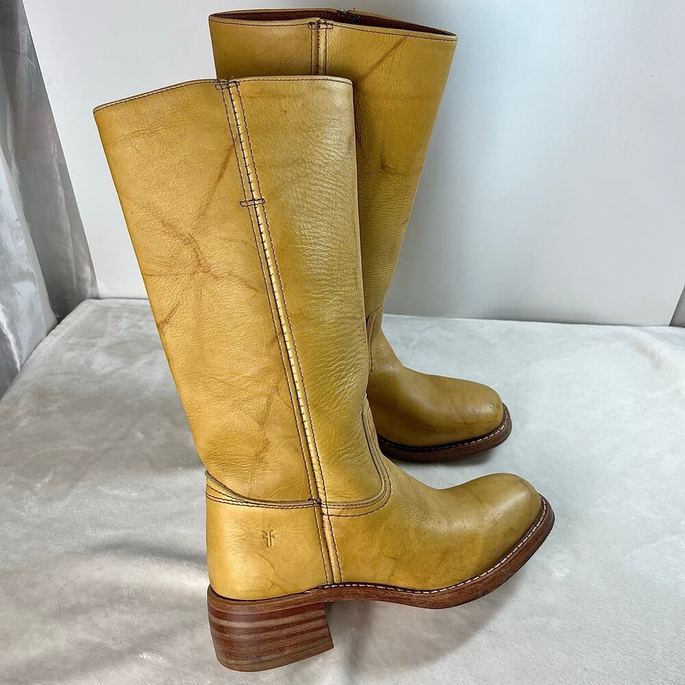 FRYE Campus Boots 14L Banana Tall Leather Pull On Womens Size 8 M